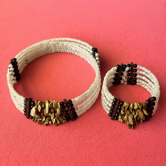 Bohemian Style Beaded Collar & Cuff Bracelet - Picture 3 of 7